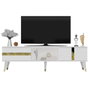 Hanah Home Soporte de TV Vania Blanco y Dorado